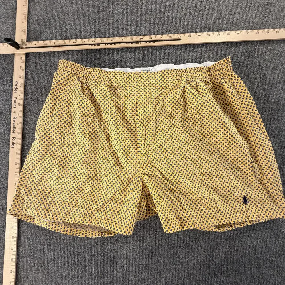 Polo Ralph Lauren Mens Yellow Paisley Cotton Woven Boxer Shorts Size 38 #712